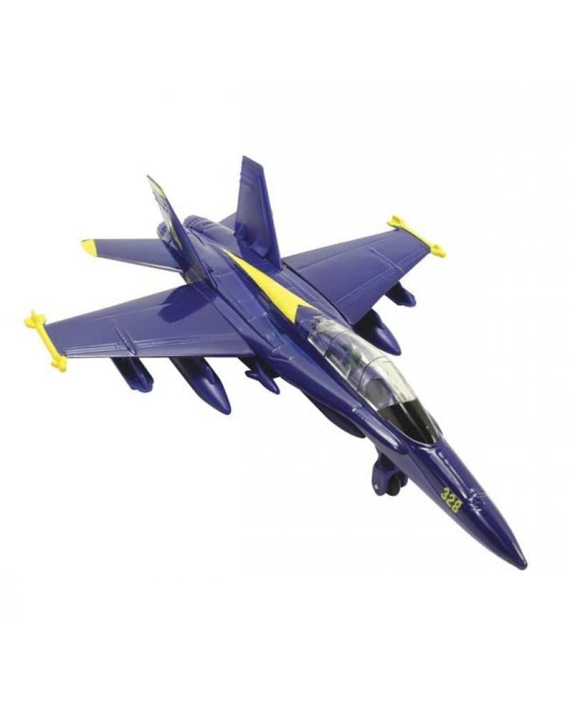 Playmaker Toys ðŸ›¦ United States Navy Blue Angels F/A-18 Super Hornet Fighter Jet 6 Inch Die Cast Metal Model Toy with Pullback Action - Image 1